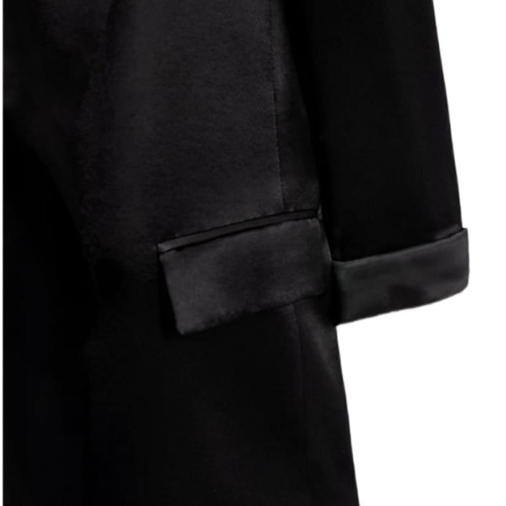 ZARA TURNED-UP CUFF SATIN EFFECT BLAZER BLACK | 3438/791 SIZE S - Picture 2 of 2